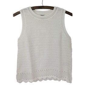 J. Crew Crochet Sweater Tank‎ Size XS White NWT $79 CA087